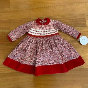 Red & green long sleeve dress